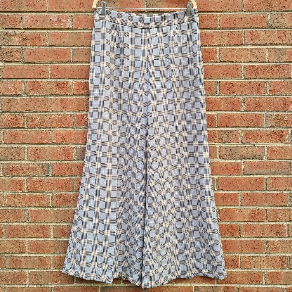 Lena Gabrielle High Waisted Plaid Flare / Palazzo Pants size 14